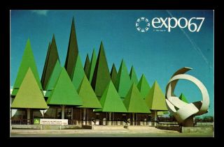 Dr Jim Stamps Montreal Canada Expo67 Pulp And Paper Pavilion View Postcard