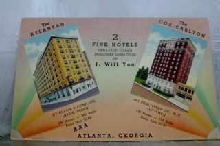 Georgia Ga Atlanta Hotels Atlantan Postcard Old Vintage Card View Standard Post