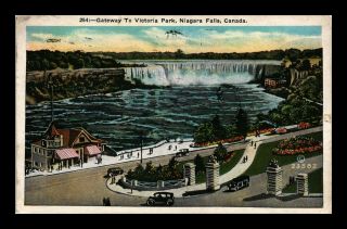 Dr Jim Stamps Victoria Park Gateway Niagara Falls Canada Postcard 1930