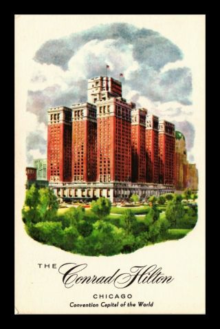 Dr Jim Stamps Us The Conrad Hilton Chicago Illinois View Postcard