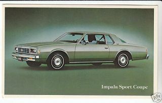1979 Chevrolet Impala Sport Coupe Car Dealer Postcard