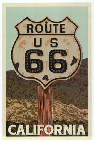 Route 66 The Mother Road Sign Highway Chicago To La California - Modern Postcard