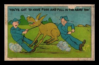 Dr Jim Stamps Us You Got To Push And Pull In The Army Topical Comic Postcard
