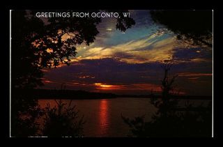 Dr Jim Stamps Us Dusk Scene Greetings From Oconto Wisconsin View Postcard