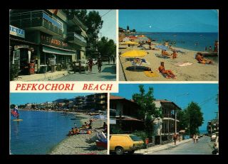 Dr Jim Stamps Pefkochori Beach Four Views Greece Continental Size Postcard