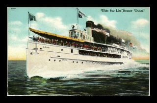 Us Postcard White Star Line Passenger Cruise Steamer Owana Back