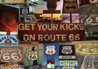 Get Your Kicks On Route 66 Road Sign Montage,  Chicago To Santa Monica - Postcard