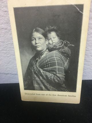 Vtg Rppc Postcard American Indian Woman With Child.  C.  1908