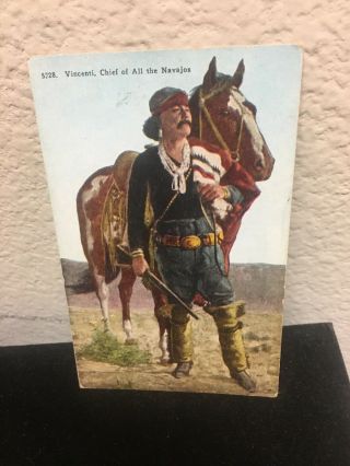 Vtg Postcard Navajo Chief Vincenti American Indian C.  1908