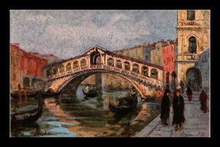 Dr Jim Stamps Rialto Bridge Venice Italy Painting Topical Postcard