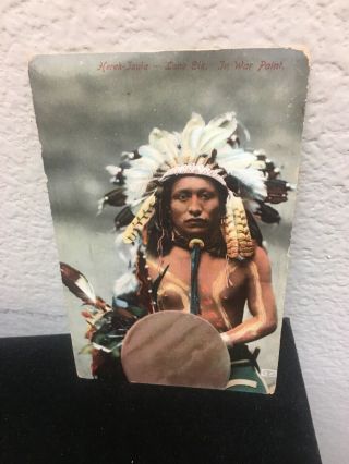 Vtg Native Americana Postcard Chief Lone Elk American Indian C.  1908