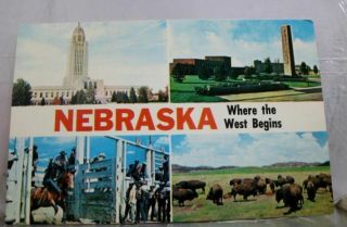 Nebraska Ne Where The West Begins Postcard Old Vintage Card View Standard Post