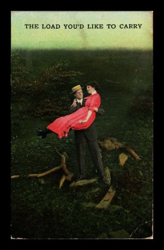 Dr Jim Stamps Us Man Carrying Woman Romantic Greeting Postcard