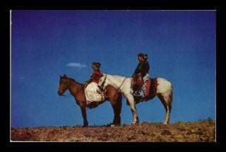 Dr Jim Stamps Us Navajo Indian Women Horseback Chrome Topical Postcard