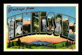 Dr Jim Stamps Us Tennessee Big Letters Mountain Sunrise Linen Postcard