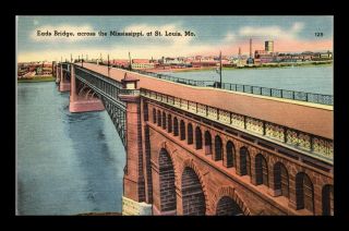 Dr Jim Stamps Us Eads Bridge St Louis Linen Tichnor Postcard Missouri