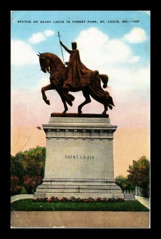 Dr Jim Stamps Us Postcard Statue Of St Louis Missouri Forest Park