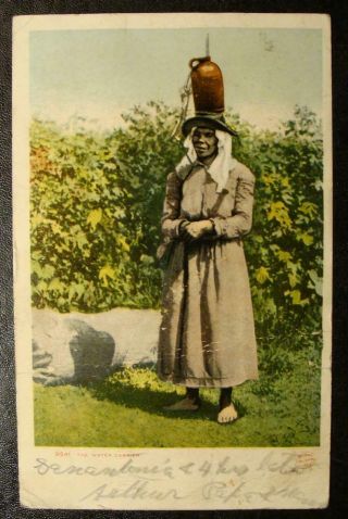 1907 Black Americana Postcard - " The Water Carrier " Water Jug On Womans Head