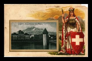 Dr Jim Stamps Woman Coat Of Arms Luzern Switzerland View Topical Postcard