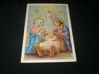 [ Buon Natale ] Nativity Scene With Baby Jesus & Angels Postcard
