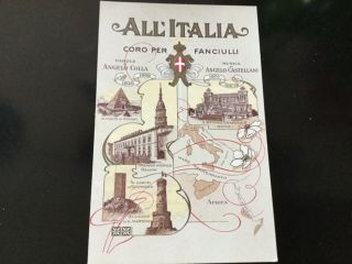 Vintage Postcard Map Italy Children’s Choir Tour All’italia Coro Per Fanciulli