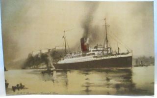 1920 Postcard R.  M.  S.  " Aurania " Cunard Line Liner Hand Colored ?