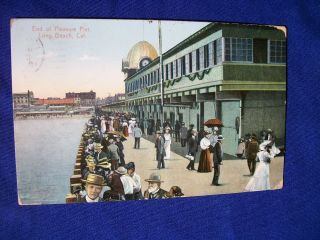 Vintage Long Beach,  California End Of Pleasure Pier Scene 1911