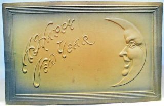 1908 Highly Embossed Postcard A Happy Year,  Man In The Moon