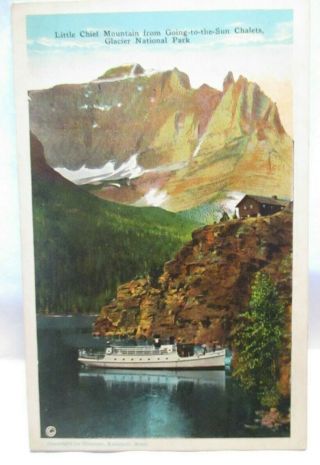 1930 Glacier Park Hotel Postcard Little Chalet Mt Going To The Sun Chalets,  Boat
