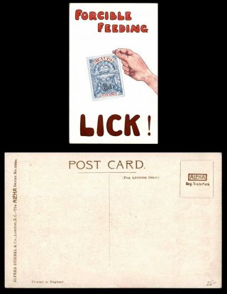 Mayfairstamps Uk Pc 1900s Health Insurance Stamp 6d Lick Forcible Feeding Comic