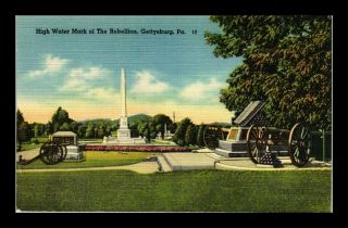Dr Jim Stamps Us High Water Mark Gettysburg Pennsylvania Linen Postcard