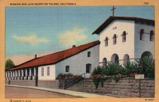 Please Read Mission San Luis Obispo California - Old Standard Linen Postcard