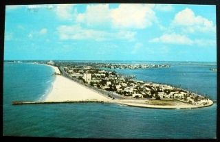 1950s Air View Of South Pass A Grille Beach,  Gulf,  Channel,  Boca Ciega Fl