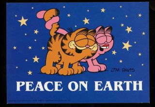 Comics Postcard Garfield Cat Jim Davis Us Arlene Christmas Stars Peace On Earth