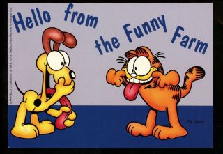 Comics Postcard Garfield Cat Jim Davis Us Odie Goofy Face Tongue