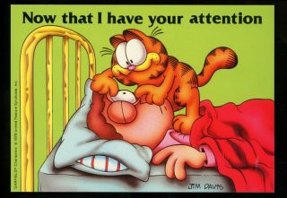 Comics Postcard Garfield Cat Jim Davis Us Jon Bed Sleep