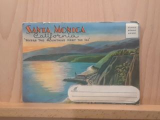 Linen Era Souvenir Postcard Booklet,  Santa Monica,  California
