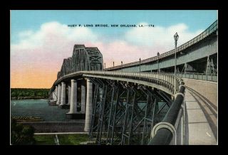 Us Linen Postcard Huey P Long Bridge Orleans Louisiana