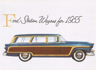 1955 Ford Coutry Squire Station Wagon Picture Postcard
