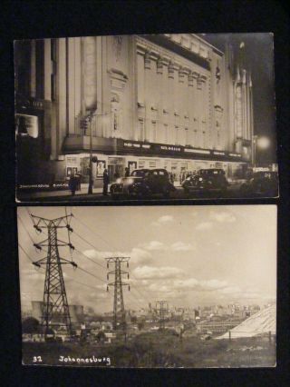 2 X Vintage Johannesburg South Africa Postcard - Cinema Coloseum Power Lines Etc