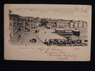 1903 Landing Place Sliema Malta From Mounted Infantry Soldier Postcard