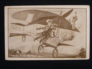 1911 Early Biplane Comic Postcard H A & N Co Connecticut Ill Postmark