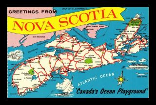 Dr Jim Stamps Greetings From Nova Scotia Canada Topical Map Postcard