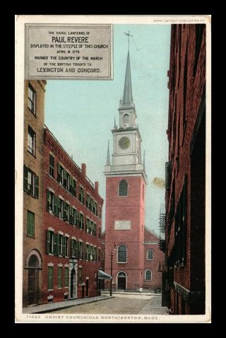 Us Postcard Chirst Church Old North Boston Massachusetts Historical Site