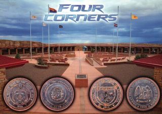 Four Corners Monument,  4 States,  Colorado,  Arizona,  Mexico,  Utah - - Postcard