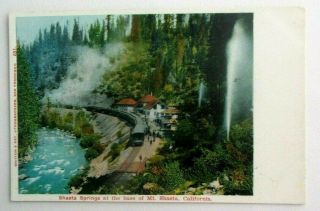 Souvenir 1900s Prelinen Postcard Of Shasta Springs At Base Of Mt.  Shasta,  Cal.