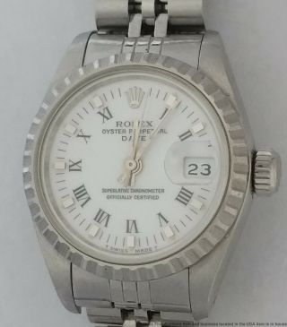 Cool Stainless Steel Ladies White Roman Dial Vintage Rolex Oyster Perpetual