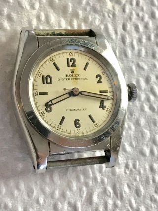 Vintage Stainless Steel Men’s Rolex Bubbleback Watch Dial R.  2940 Repair