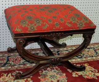 American Antique Style Country French Finely Carved Chair Bench Vanity Stool