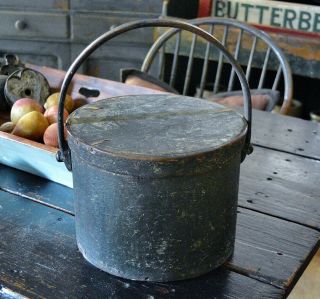 Large Antique 19th C Pantry Box In Early Grungy Green Painted Surface